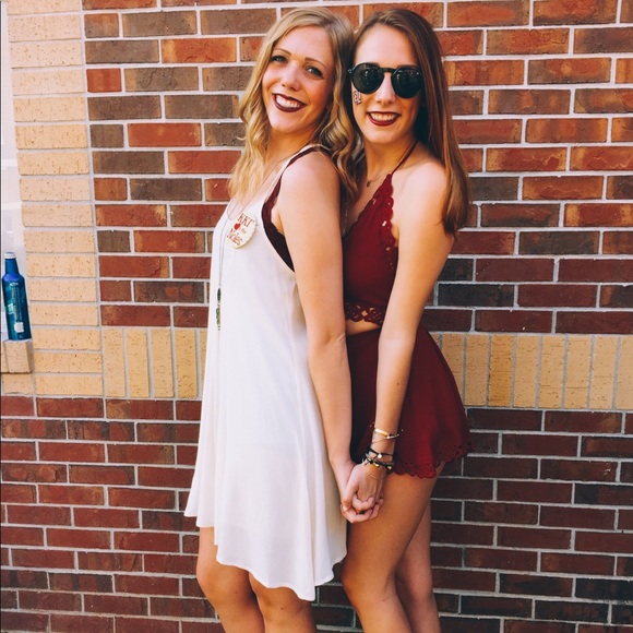 Red with Lace Detail Two Piece Set - Picture 7 of 8